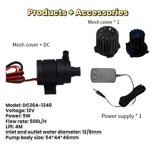 ZKSJ Pump DC26A 5V/12V Desktop Aquarium Water Pump - Silent USB-Powered Mini Submersible Pump for Small Fish Tanks, Fountains, and Hydroponics