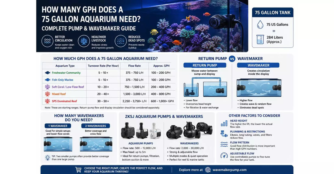 How Many GPH Does a 75 Gallon Aquarium Need? Pump & Wavemaker Guide