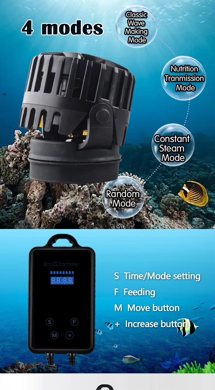 ZKSJ Slim Aquarium Wave Pump – 2000L to 30000L Flow, Wireless Control & Feces Blower