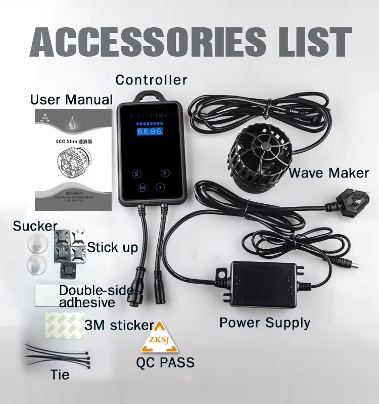 ZKSJ Slim Aquarium Wave Pump – 2000L to 30000L Flow, Wireless Control & Feces Blower