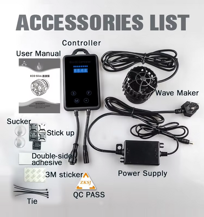 ZKSJ Slim Aquarium Wave Pump – 2000L to 30000L Flow, Wireless Control & Feces Blower