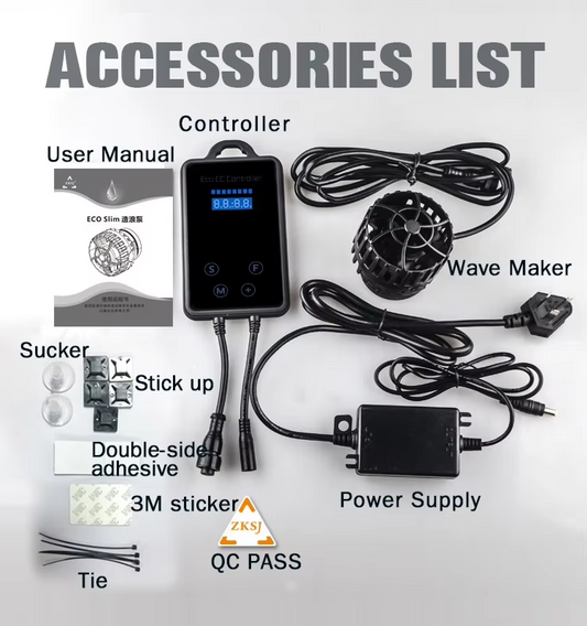 ZKSJ Slim Aquarium Wave Pump – 2000L to 30000L Flow, Wireless Control & Feces Blower