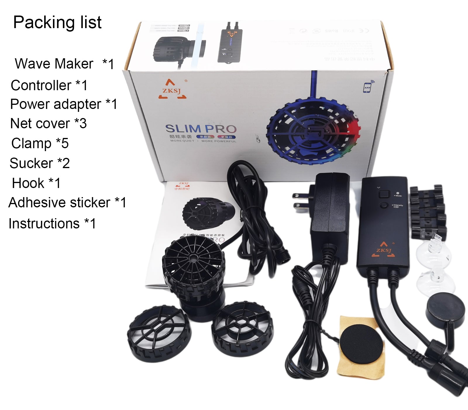 ZKSJ Slim Aquarium Wave Pump – 2000L to 30000L Flow, Wireless Control & Feces Blower