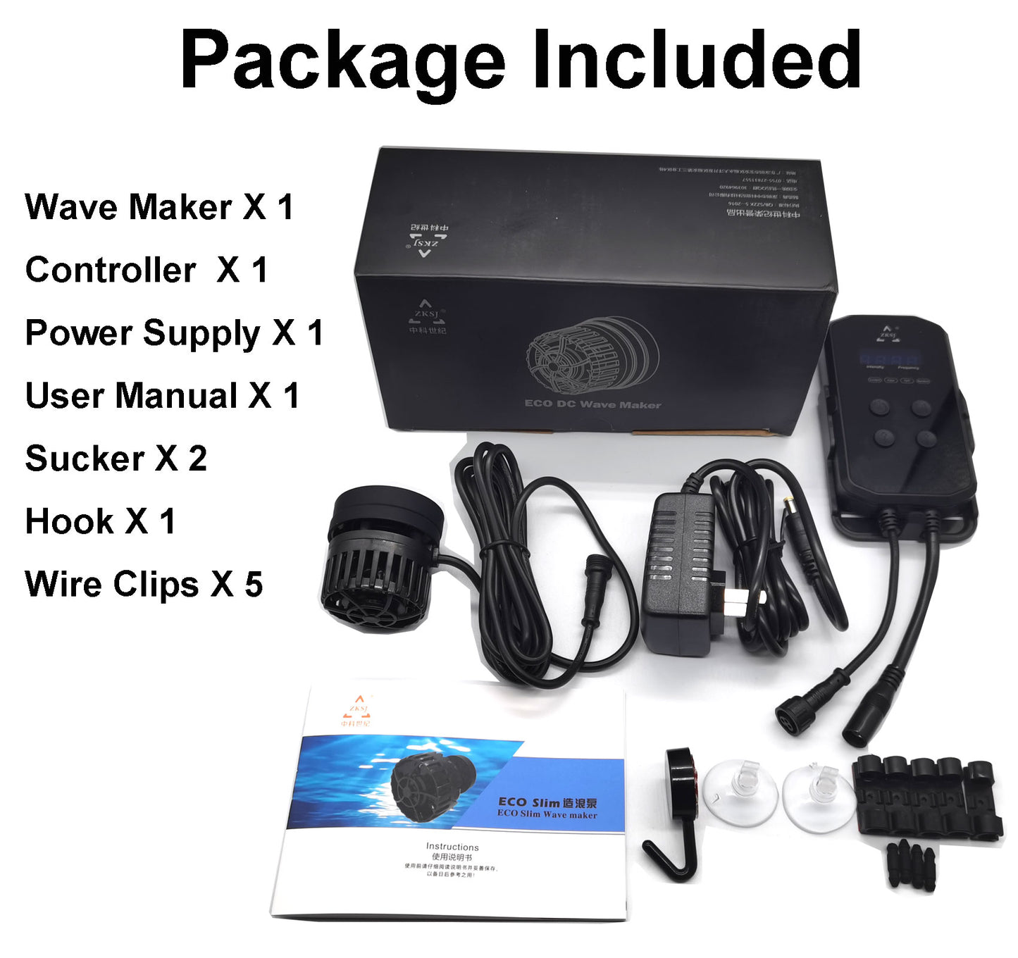 ZKSJ Slim Aquarium Wave Pump – 2000L to 30000L Flow, Wireless Control & Feces Blower