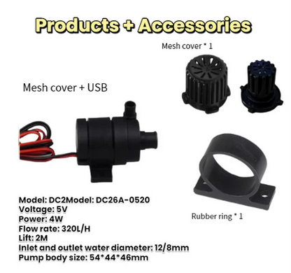 ZKSJ DC26A Mini Brushless Pump | 500L/H | 4M Head | PWM/VR/S Speed Options | 3-Phase Sine Wave Quiet