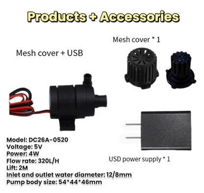 ZKSJ DC26A Mini Brushless Pump | 500L/H | 4M Head | PWM/VR/S Speed Options | 3-Phase Sine Wave Quiet