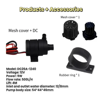 ZKSJ DC26A Mini Brushless Pump | 500L/H | 4M Head | PWM/VR/S Speed Options | 3-Phase Sine Wave Quiet