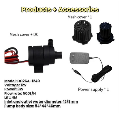 ZKSJ DC26A Mini Brushless Pump | 500L/H | 4M Head | PWM/VR/S Speed Options | 3-Phase Sine Wave Quiet