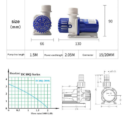 ZKSJ DC2000 Aquarium Pump – 2000L/H, Adjustable Flow, Ultra Quiet