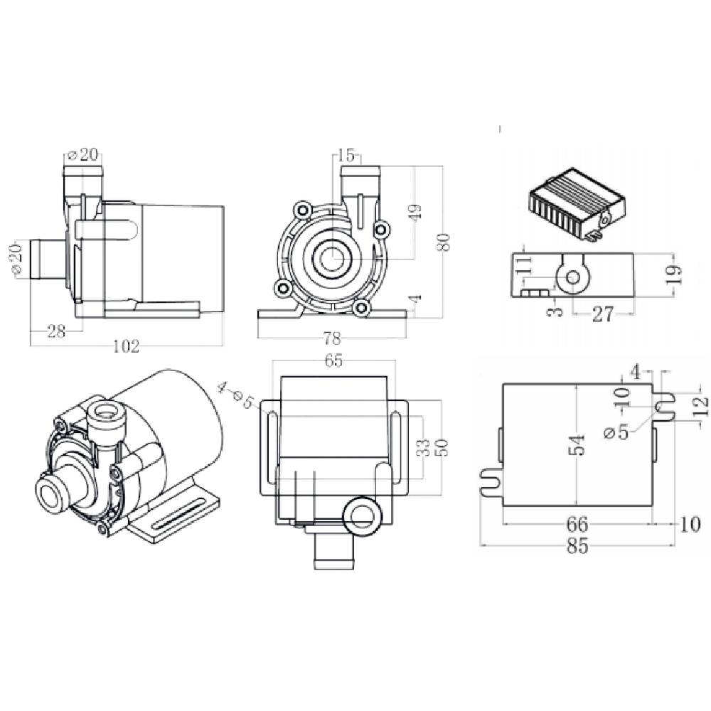 ZKSJ DC55B Brushless DC Pump 2400L/H 16M Head  PPS+30%GF  IP68 Waterproof