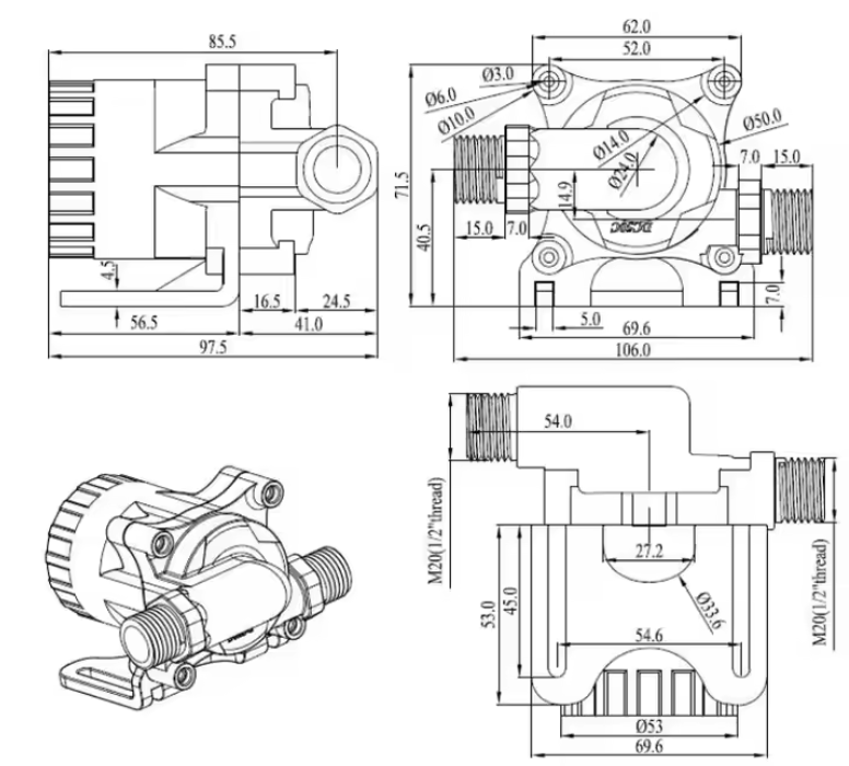 ZKSJ DC50C Brushless Pump – 2400L/H, 8M Head, IP68, S/A Speed