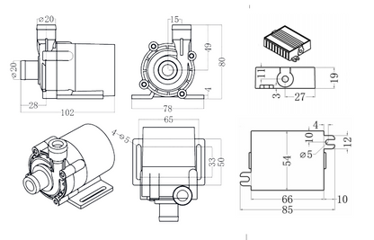 compact 102x78x80mm pump for industrial circulation